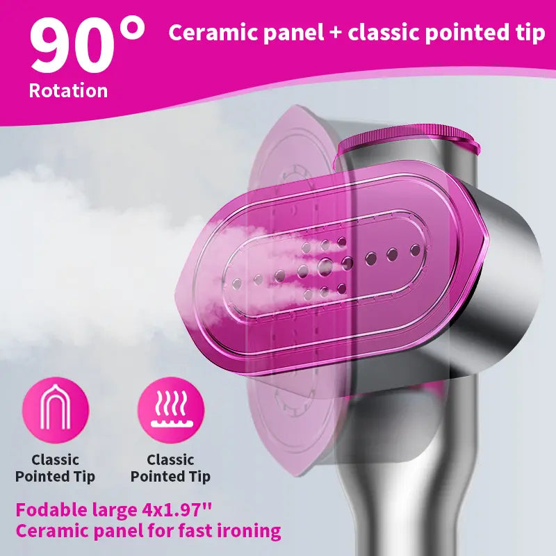 Dr.Flash Fabric Wrinkle Remover, Compact Trip-Friendly Garment Smoothing Device, 7 Adjustable Steam Levels with Digital LED Screen, Rapid 5-Second Heat-Up System, 90-Degree Rotatable Hand Grip, Ideal Holiday Present