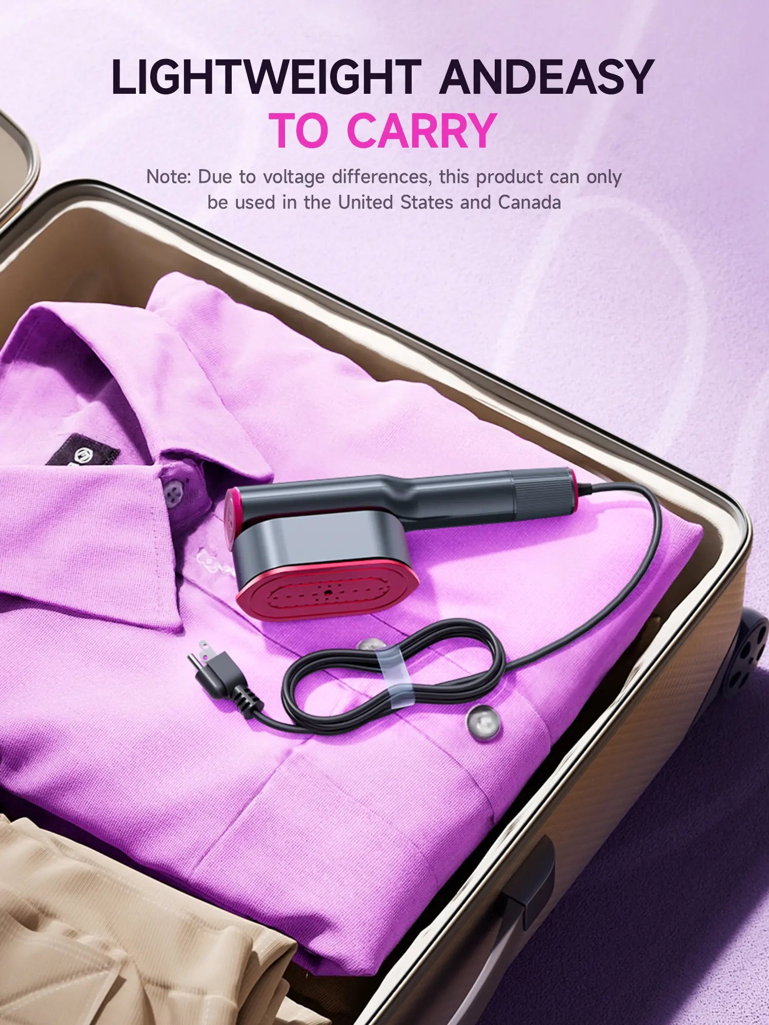 Dr.Flash Fabric Wrinkle Remover, Compact Trip-Friendly Garment Smoothing Device, 7 Adjustable Steam Levels with Digital LED Screen, Rapid 5-Second Heat-Up System, 90-Degree Rotatable Hand Grip, Ideal Holiday Present